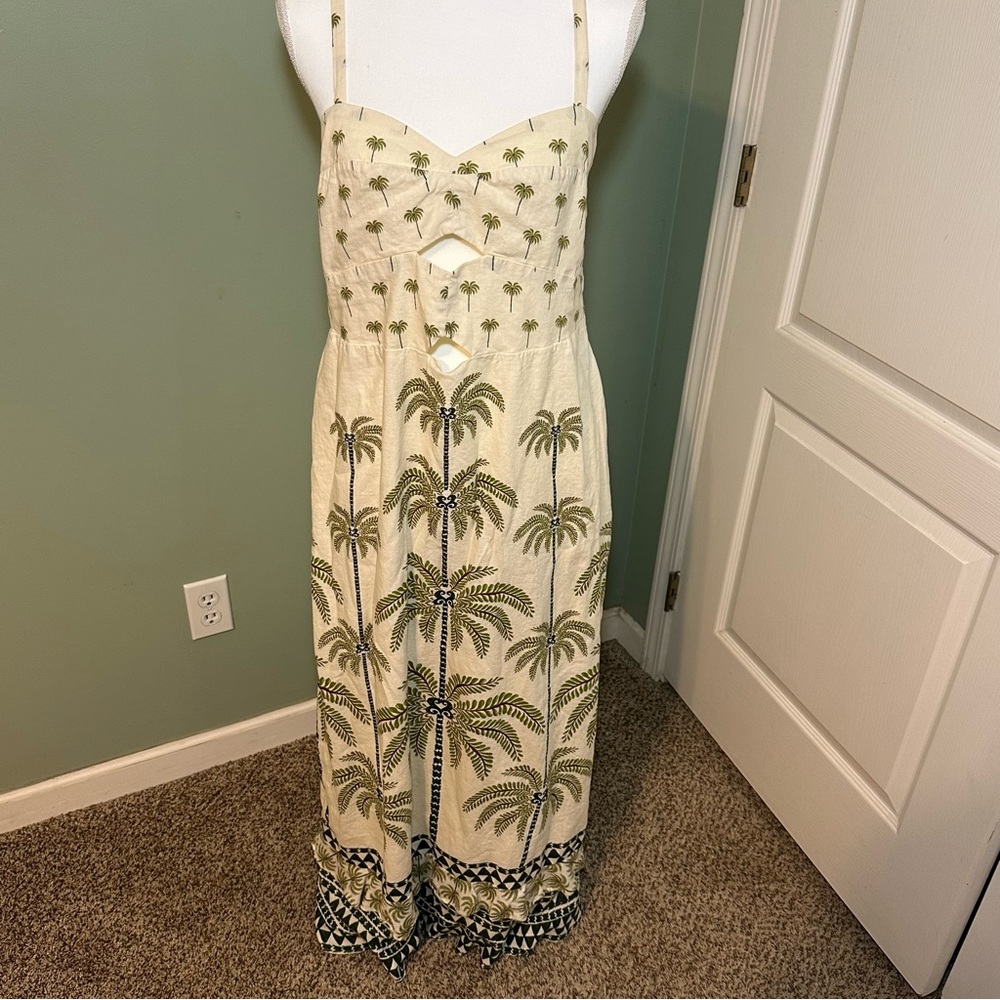 ANTHROPOLOGIE Farm Rio Sleeveless Ruffle-Hem Maxi Dress Womens Large-See desc. - Picture 2 of 13